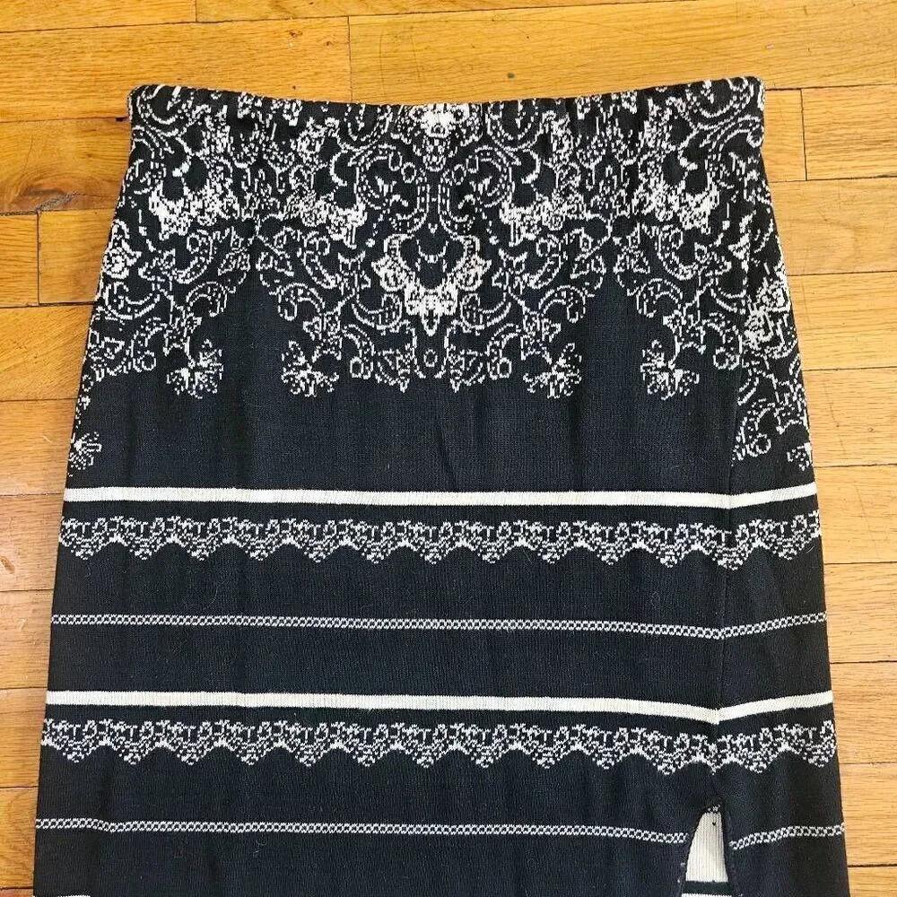 Free People Black Knit A Line Midi Skirt Medium